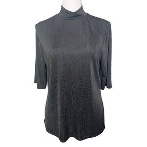 Cyrus Womens Black Mock Neck 3/4 Sleeve Top Polyester/Spandex Medium